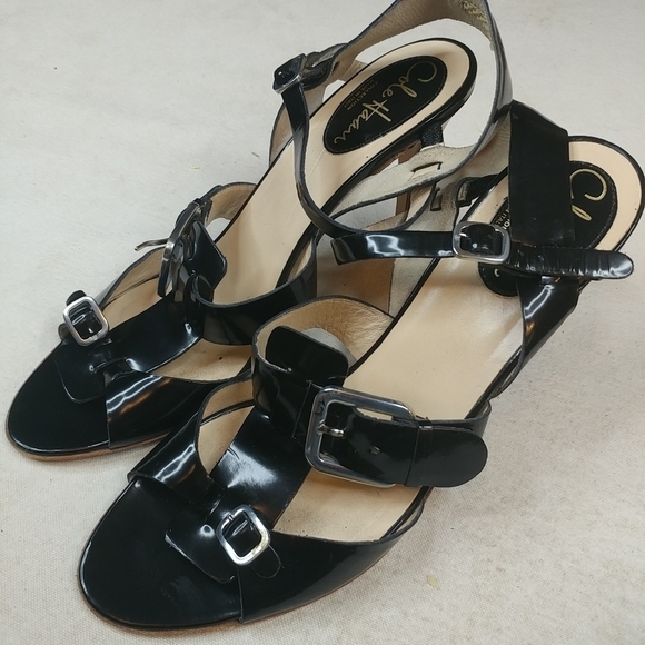 Cole Haan Black Patent Leather Peep Toe Pump 3.5" - Picture 1 of 8